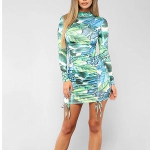 Fashion nova tropical Ruched dress